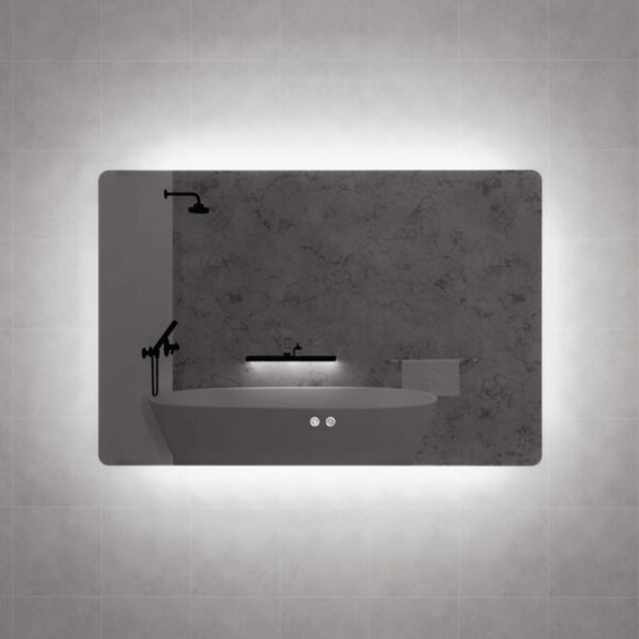 500-1500*30mm ABS S5 Three Color Lights Backlit Rectangle Square With Defogging Function Easy Hook LED Mirror