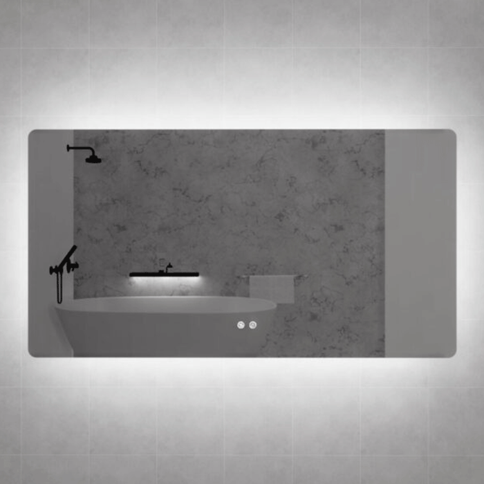 500-1500*30mm ABS S5 Three Color Lights Backlit Rectangle Square With Defogging Function Easy Hook LED Mirror