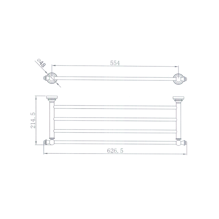MED21BM Medoc Bathroom Shelf Chrome/Matt Black/Brushed Nickel/Brushed Bronze