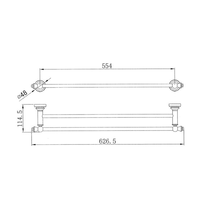 MED48 Medoc Single Towel Rail Chrome/Matt Black/Brushed Nickel/Brushed Bronze