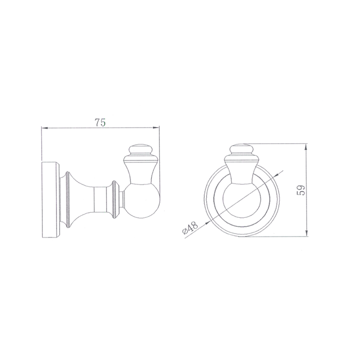 MED53 Medoc Single Robe Hook Chrome/Matt Black/Brushed Nickel/Brushed Bronze