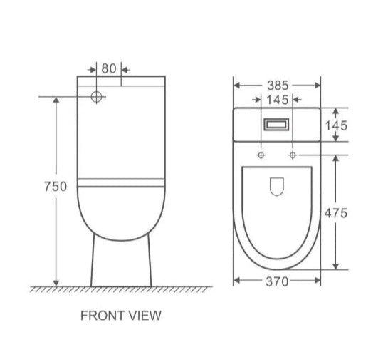 650*385*830mm Unicasa Moi Trinity Gloss White Rimless Left/Right Hole Back To Wall Close Couple Skew Toilet