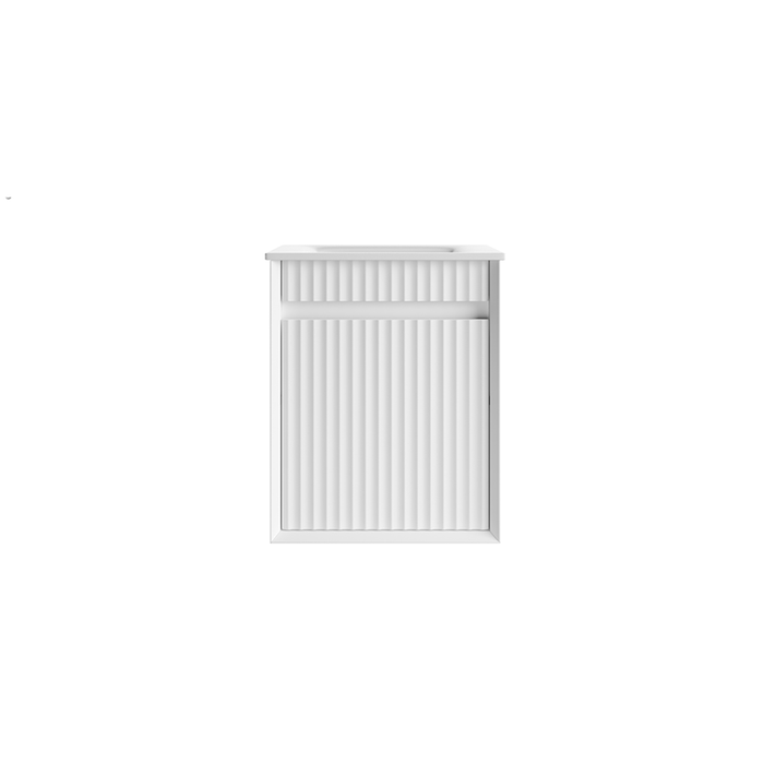 450*300*540mm Aulic Ravia Matt White Plywood Fluted Mini Wall Hung Vanity