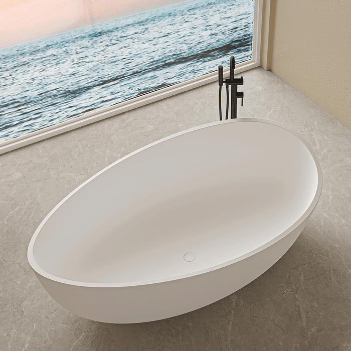 1800*1100*620mm Lukka Waverton Special Shape Solid Surface Stone Freestanding Bathtub With Overflow