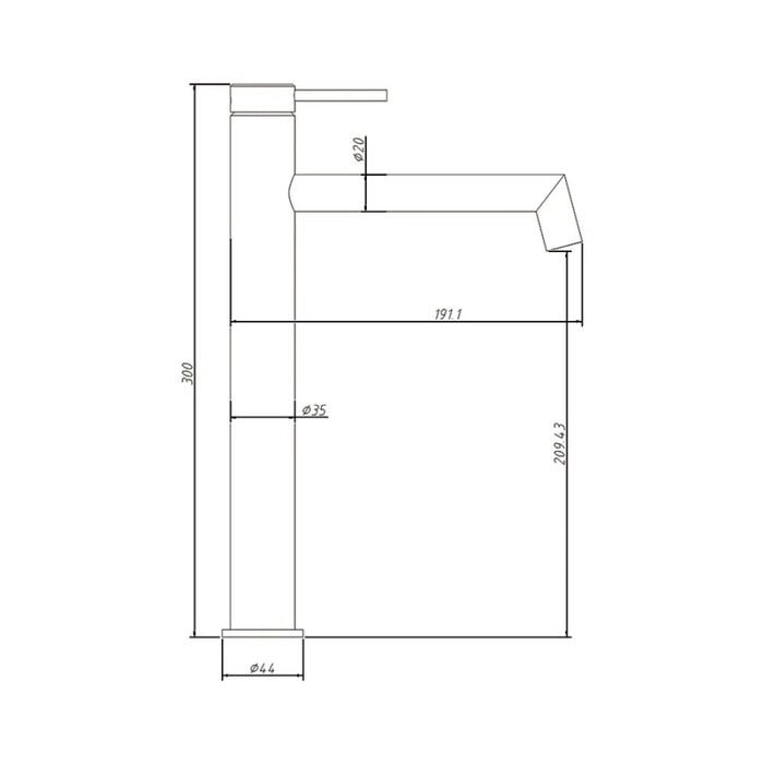 Amoza 304 Stainless Steel Hi-Rise Right Angle Basin Mixer
