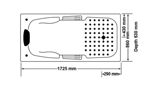 1725*860*530mm Marchena Spa Bath Tub 7/12 Jets White Acrylic drop in Rectangle - HD reno