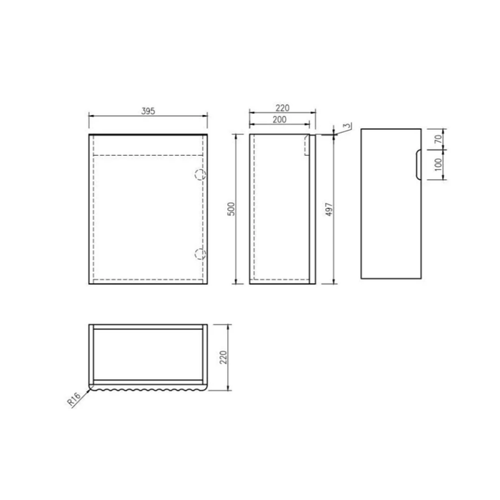 400*222*500mm Rhea Natural Oak Fluted Wall-Hung Cabinet