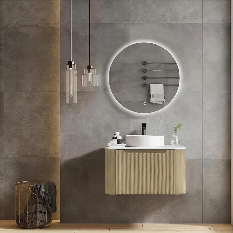 600-1500*460*400mm Mercio Rome Bur Oak Fluted Wall Hung Vanity