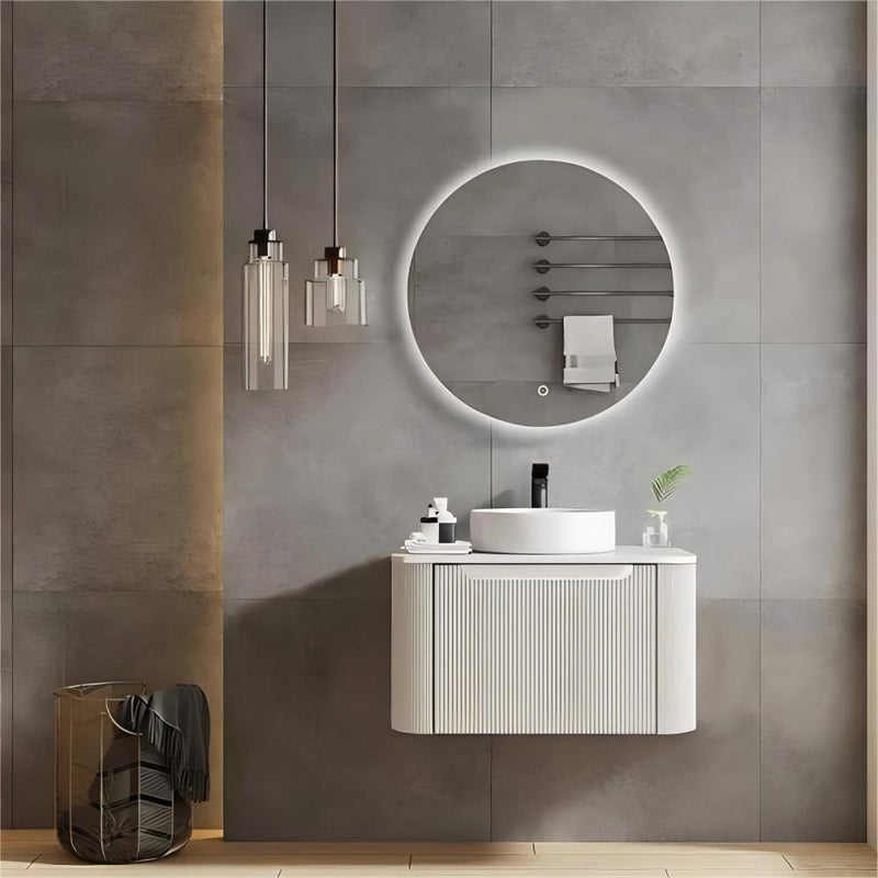 600-1500*460*400mm Mercio Rome Matt White Fluted Wall Hung Vanity