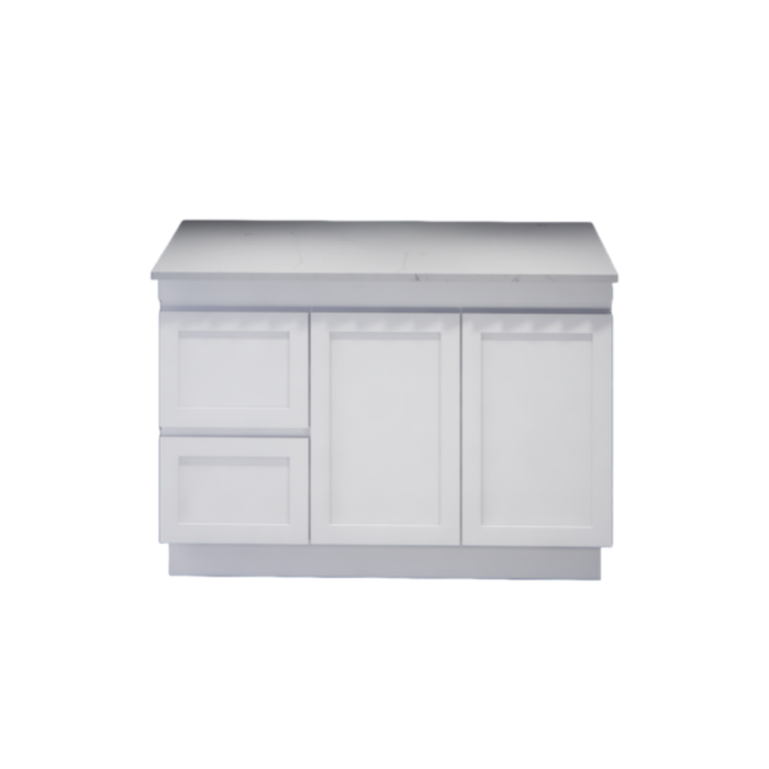 600-1500*450*820mm ABS Miami Matt White Shaker Plywood Freestanding Vanity With Kickboard