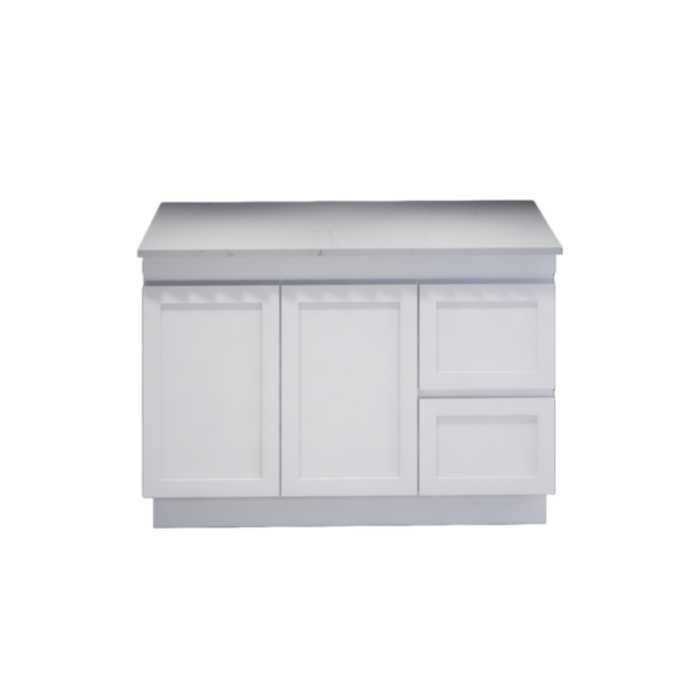 600-1500*450*820mm ABS Miami Matt White Shaker Plywood Freestanding Vanity With Kickboard
