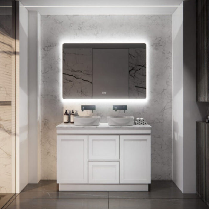 600-1500*450*820mm ABS Miami Matt White Shaker Plywood Freestanding Vanity With Kickboard