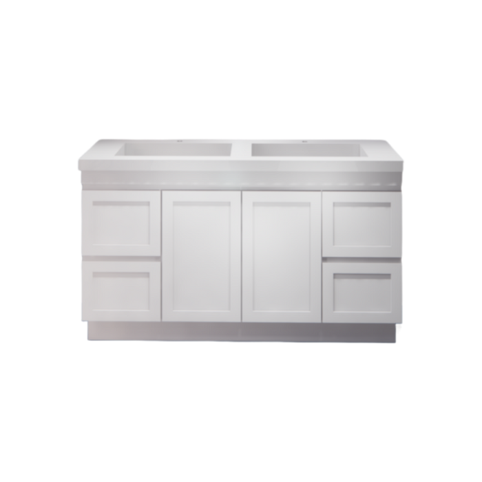 600-1500*450*820mm ABS Miami Matt White Shaker Plywood Freestanding Vanity With Kickboard