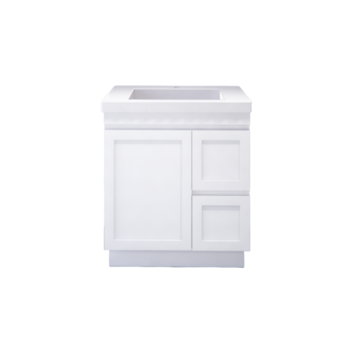 600-1500*450*820mm ABS Miami Matt White Shaker Plywood Freestanding Vanity With Kickboard