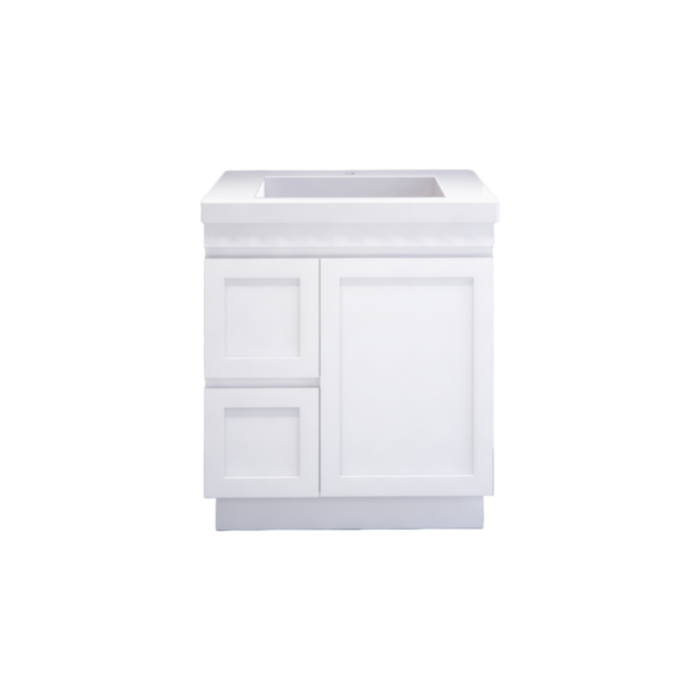 600-1500*450*820mm ABS Miami Matt White Shaker Plywood Freestanding Vanity With Kickboard