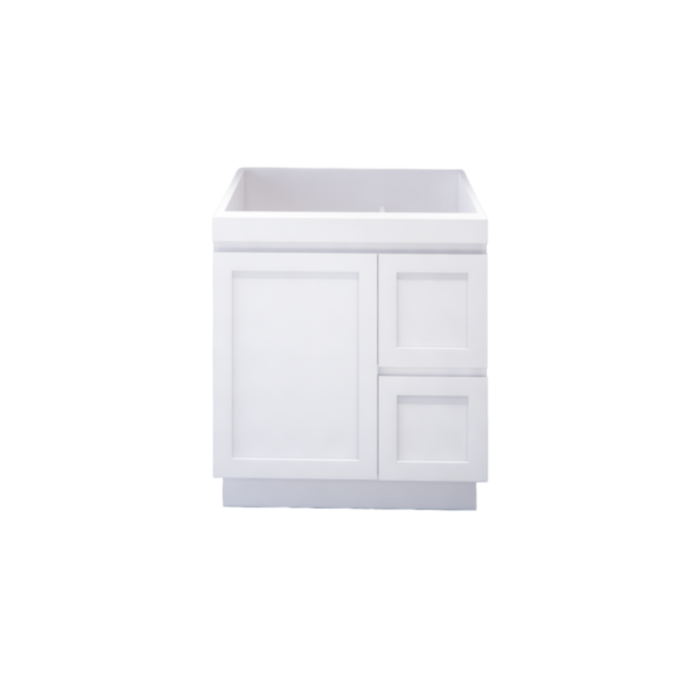 600-1500*450*820mm ABS Miami Matt White Shaker Plywood Freestanding Vanity With Kickboard