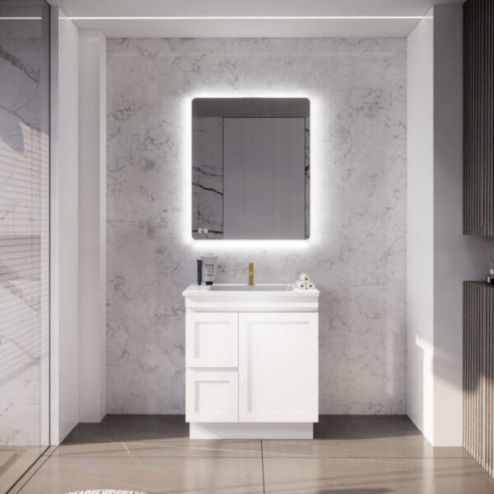 600-1500*450*820mm ABS Miami Matt White Shaker Plywood Freestanding Vanity With Kickboard