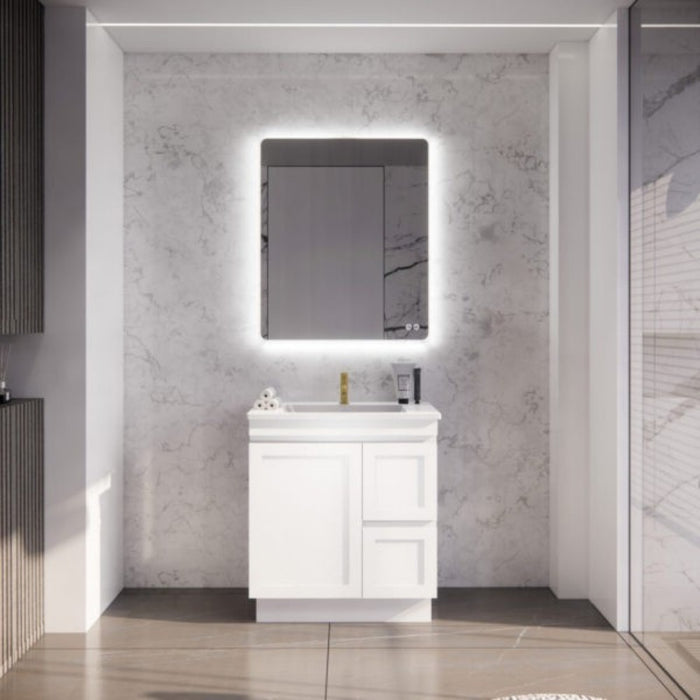 600-1500*450*820mm ABS Miami Matt White Shaker Plywood Freestanding Vanity With Kickboard
