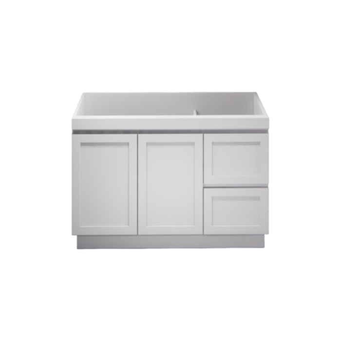 600-1500*450*820mm ABS Miami Matt White Shaker Plywood Freestanding Vanity With Kickboard