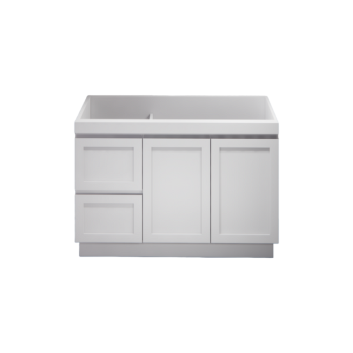 600-1500*450*820mm ABS Miami Matt White Shaker Plywood Freestanding Vanity With Kickboard