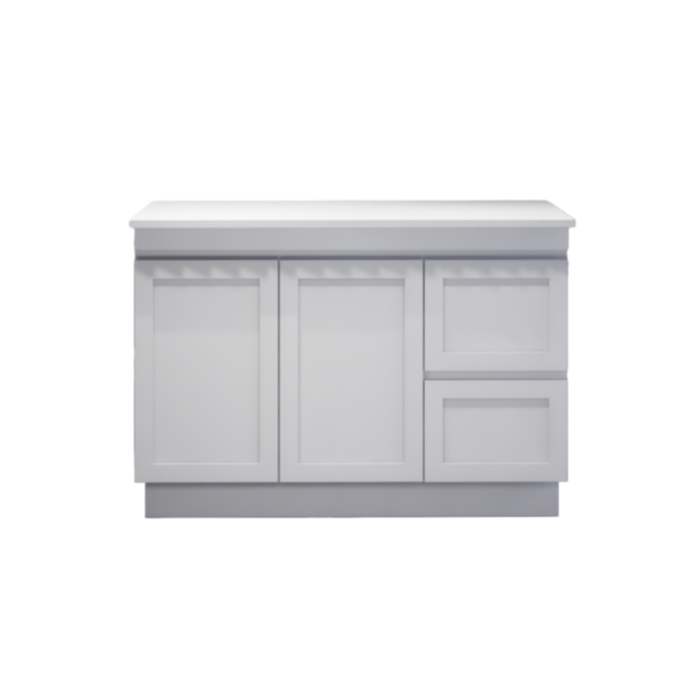 600-1500*450*820mm ABS Miami Matt White Shaker Plywood Freestanding Vanity With Kickboard