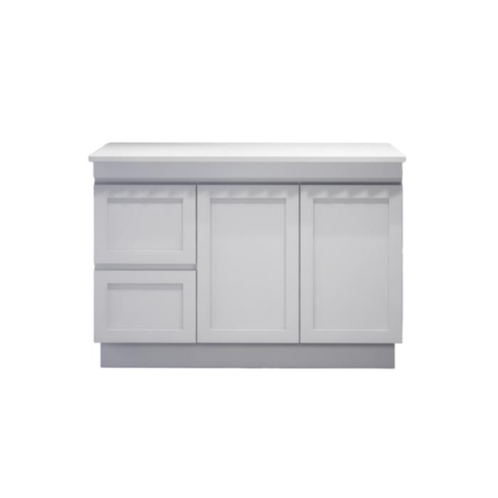 600-1500*450*820mm ABS Miami Matt White Shaker Plywood Freestanding Vanity With Kickboard