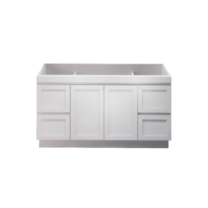 600-1500*450*820mm ABS Miami Matt White Shaker Plywood Freestanding Vanity With Kickboard