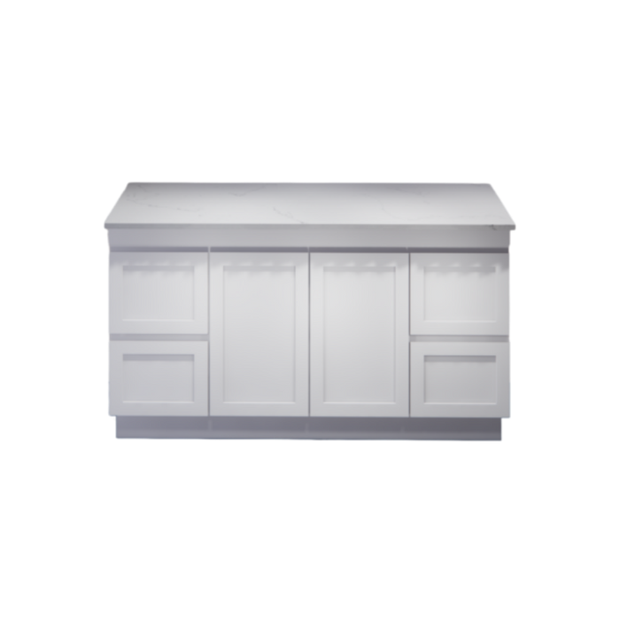 600-1500*450*820mm ABS Miami Matt White Shaker Plywood Freestanding Vanity With Kickboard