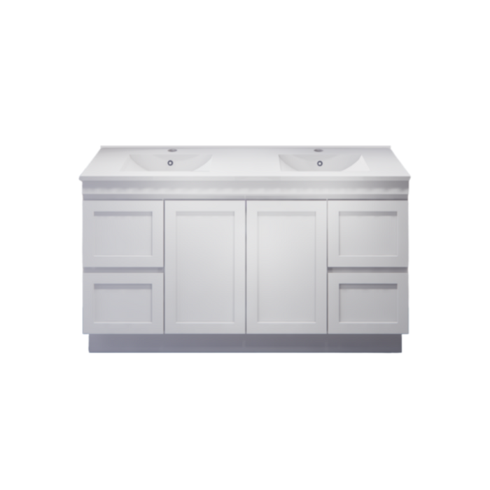 600-1500*450*820mm ABS Miami Matt White Shaker Plywood Freestanding Vanity With Kickboard