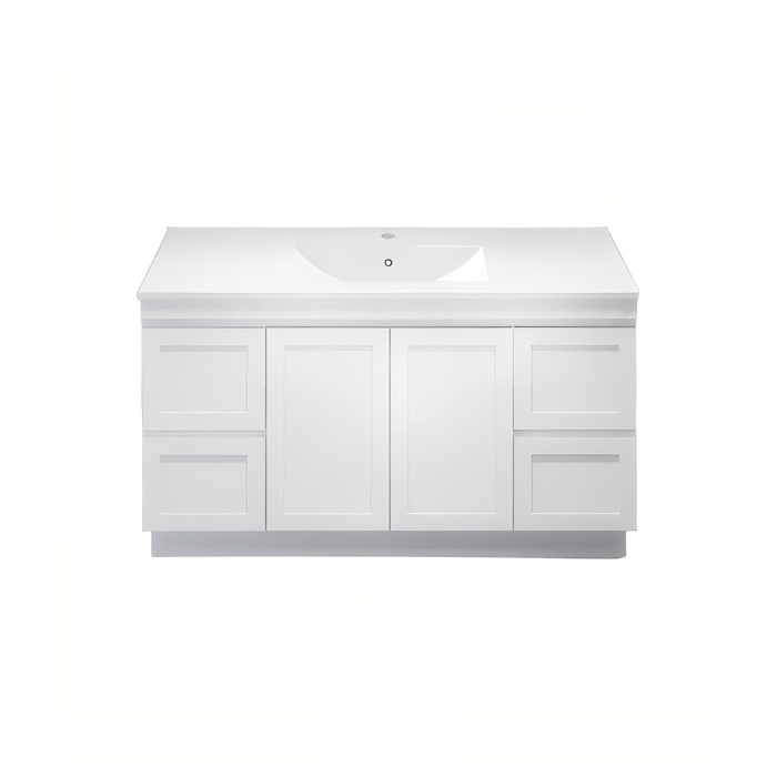 600-1500*450*820mm ABS Miami Matt White Shaker Plywood Freestanding Vanity With Kickboard