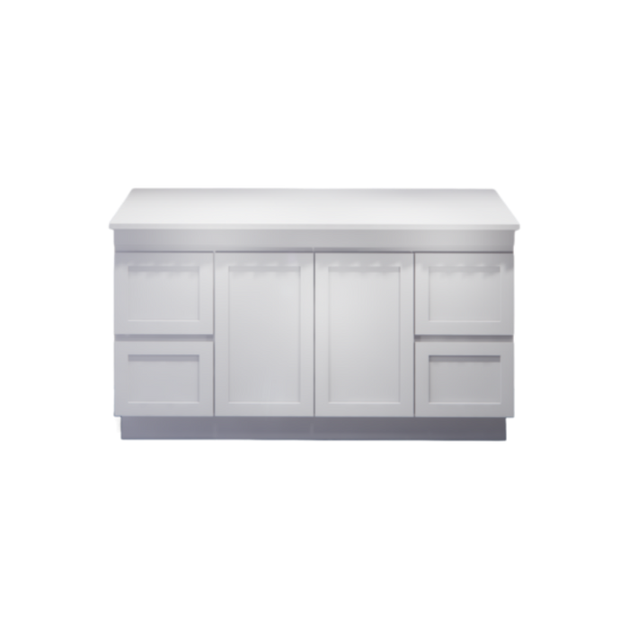 600-1500*450*820mm ABS Miami Matt White Shaker Plywood Freestanding Vanity With Kickboard