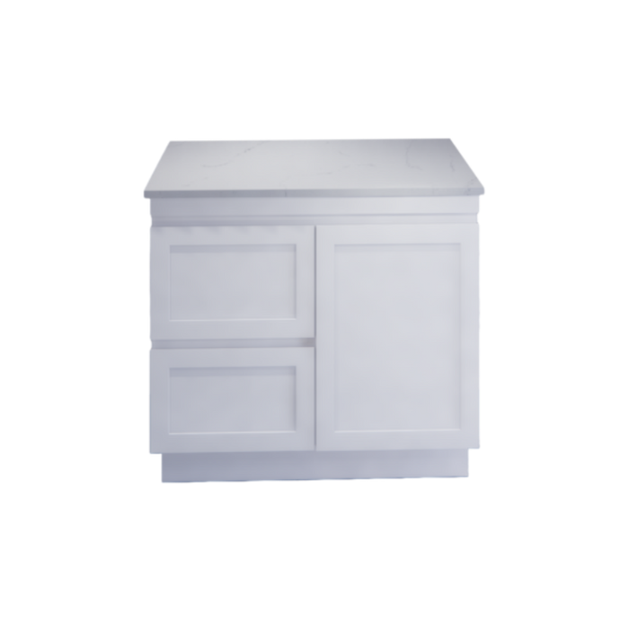 600-1500*450*820mm ABS Miami Matt White Shaker Plywood Freestanding Vanity With Kickboard