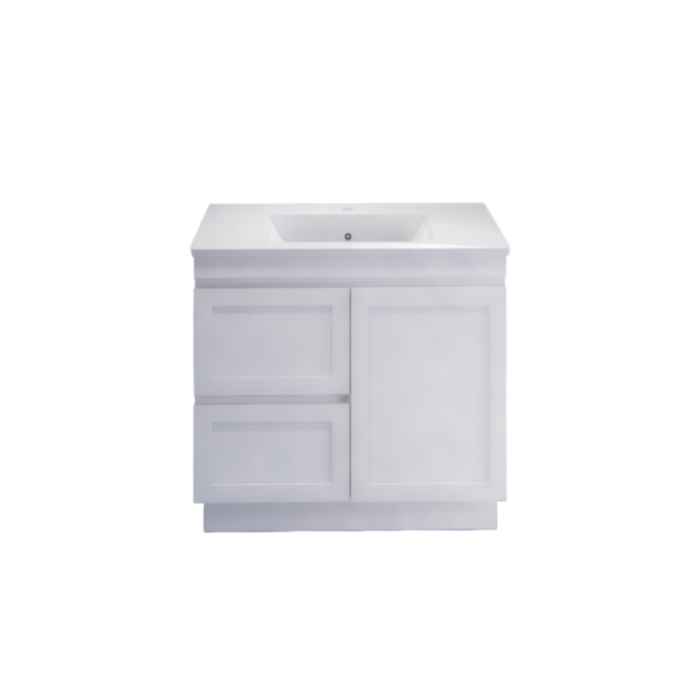 600-1500*450*820mm ABS Miami Matt White Shaker Plywood Freestanding Vanity With Kickboard
