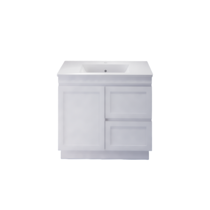 600-1500*450*820mm ABS Miami Matt White Shaker Plywood Freestanding Vanity With Kickboard