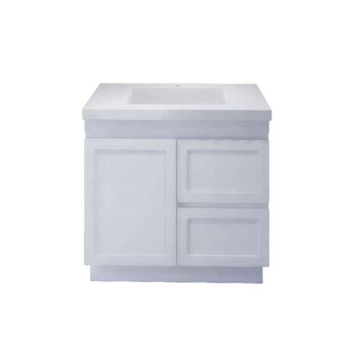 600-1500*450*820mm ABS Miami Matt White Shaker Plywood Freestanding Vanity With Kickboard