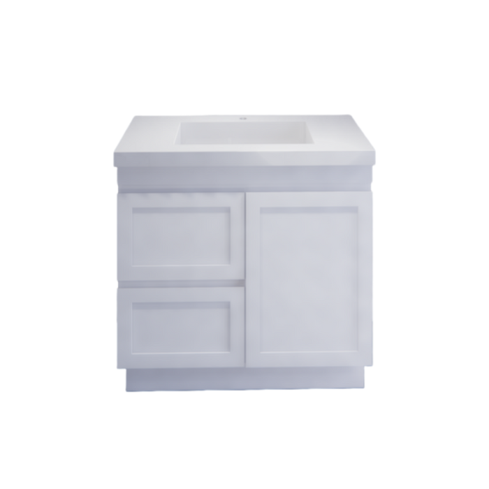 600-1500*450*820mm ABS Miami Matt White Shaker Plywood Freestanding Vanity With Kickboard