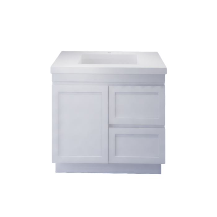 600-1500*450*820mm ABS Miami Matt White Shaker Plywood Freestanding Vanity With Kickboard