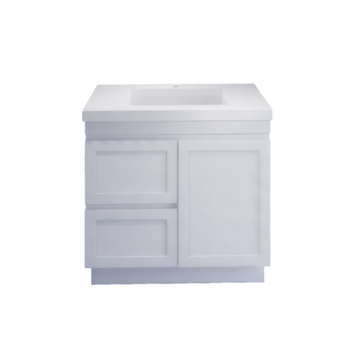 600-1500*450*820mm ABS Miami Matt White Shaker Plywood Freestanding Vanity With Kickboard