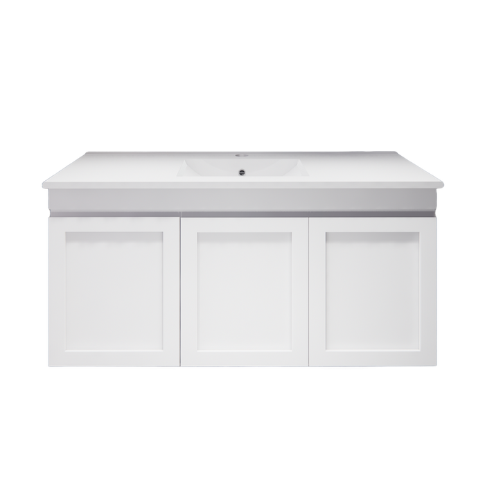 600-1200mm ABS Miami Matt White Shaker Plywood Wall Hung Vanity Cabinet - HD reno