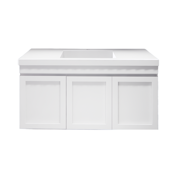 600-1200mm ABS Miami Matt White Shaker Plywood Wall Hung Vanity Cabinet - HD reno