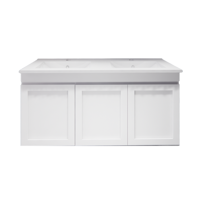 600-1200mm ABS Miami Matt White Shaker Plywood Wall Hung Vanity Cabinet - HD reno