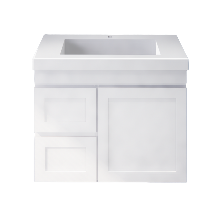 600-1200mm ABS Miami Matt White Shaker Plywood Wall Hung Vanity Cabinet - HD reno