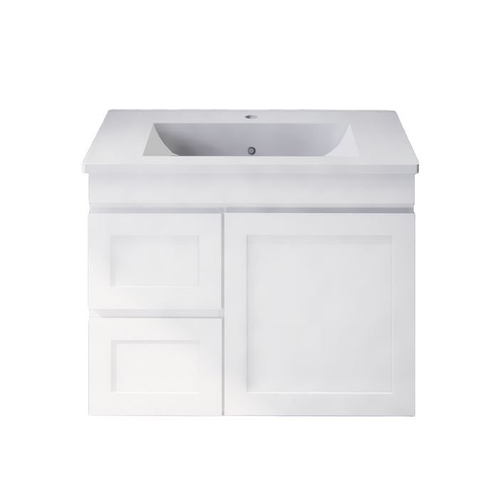 600-1200mm ABS Miami Matt White Shaker Plywood Wall Hung Vanity Cabinet - HD reno
