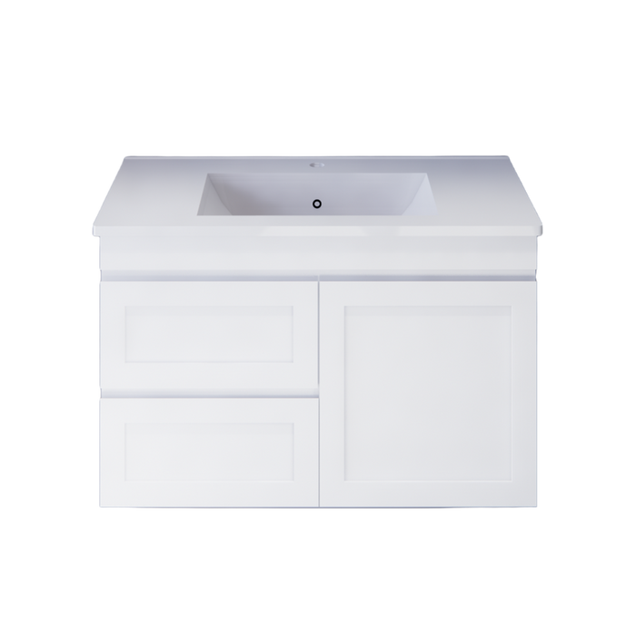 600-1200mm ABS Miami Matt White Shaker Plywood Wall Hung Vanity Cabinet - HD reno