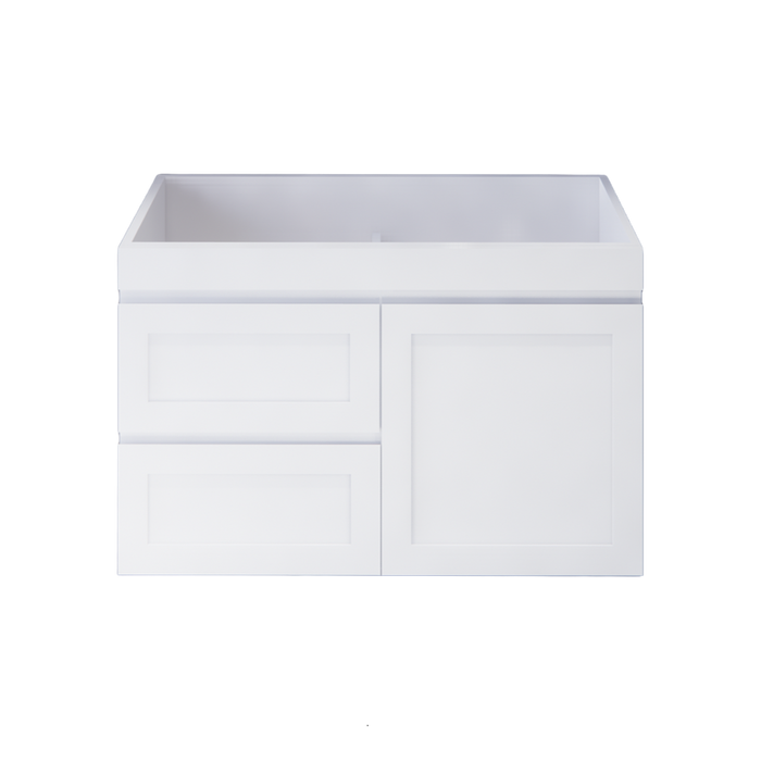 600-1200mm ABS Miami Matt White Shaker Plywood Wall Hung Vanity Cabinet - HD reno