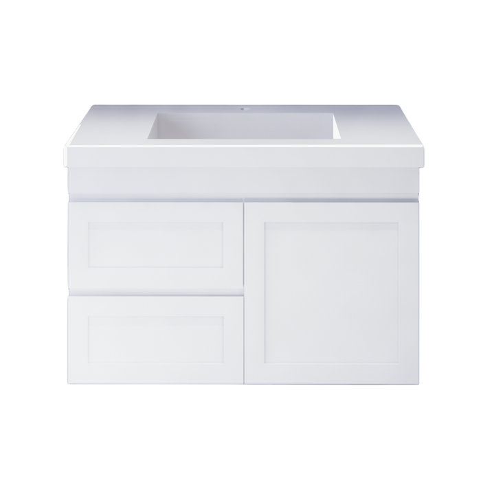 600-1200mm ABS Miami Matt White Shaker Plywood Wall Hung Vanity Cabinet - HD reno