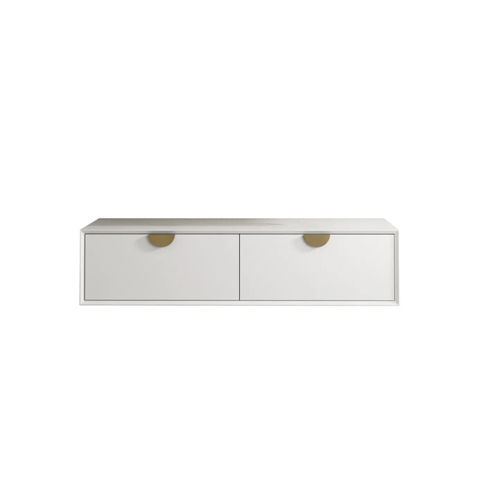 600-1500*460*250mm Moonlight Bathroom Polyurethane White Satin Moisture Resistant Plywood Hung Cabinet Only Wall Hung Vanity