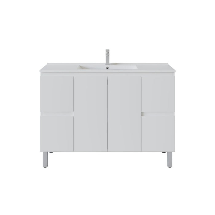 600-1800*460*880mm Poseidon Nordic Gloss White Standard With Legs PVC Freestanding Vanity
