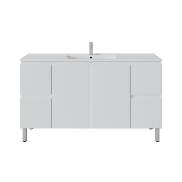 600-1800*460*880mm Poseidon Nordic Gloss White Standard With Legs PVC Freestanding Vanity
