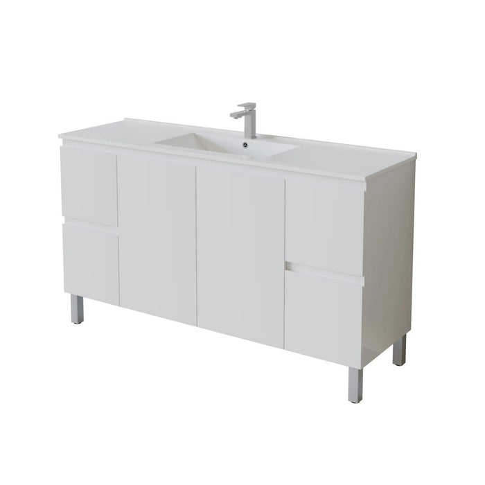 600-1800*460*880mm Poseidon Nordic Gloss White Standard With Legs PVC Freestanding Vanity